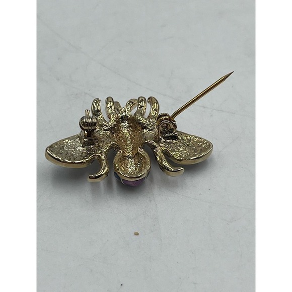 Bumble Bee Multicolor Blue Purple‎ Enamel Gold Tone Brooch - Picture 10 of 13